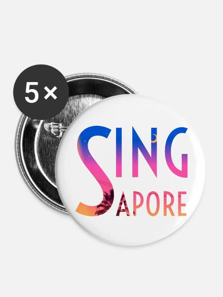 Singapur - Buttons klein 25 mm (5er Pack) - Weiß