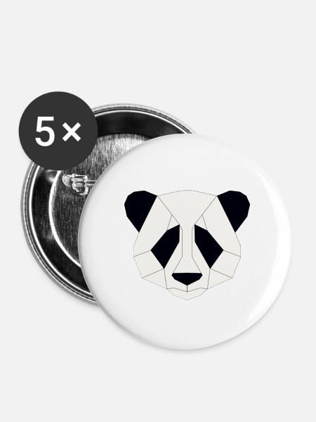 Panda geometrisch - Buttons klein 25 mm (5er Pack) - Weiß