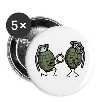 Grenade à main Demande en mariage Couples Anneau de l’armée fiancés - Lot de 5 petits badges (25 mm) - blanc - Devant