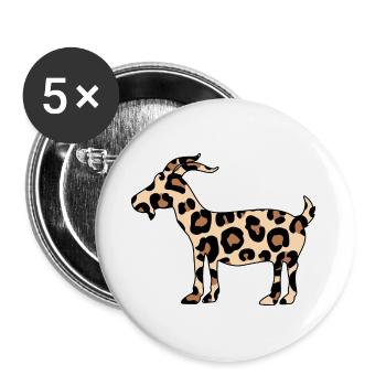 goat in leopard pattern crazy organic goat - Buttons small 1''/25 mm (5-pack) - white - Front