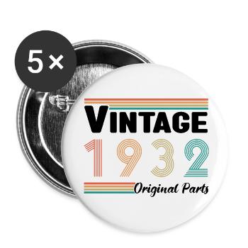 Vintage 1932 Originalteile Geburtstagsgeschenk - Buttons klein 25 mm (5er Pack) - Weiß - Vorne