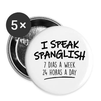 JE PARLE SPANGLISH - Lot de 5 petits badges (25 mm) - blanc - Devant