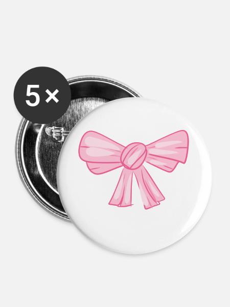 rosa schleife symbol fliege - Buttons klein 25 mm (5er Pack) - Weiß