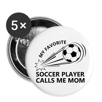 Fußball Mama schwarz - Buttons klein 25 mm (5er Pack) - Weiß - Vorne