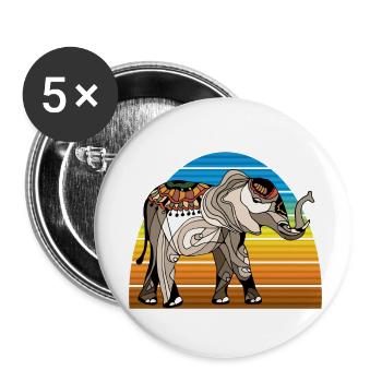 Éléphant - Lot de 5 petits badges (25 mm) - blanc - Devant