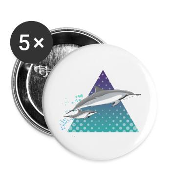 Dolphin family - Buttons small 1''/25 mm (5-pack) - white - Front