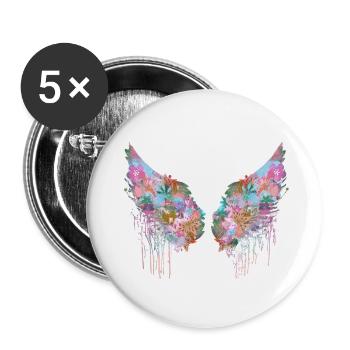 angelwings,wings,colorful,angel wings,flowers - Buttons small 1''/25 mm (5-pack) - white - Front