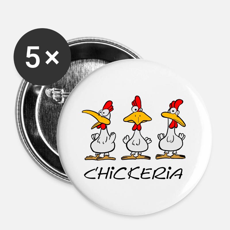 Chickeria - Buttons small 1''/25 mm (5-pack) - white