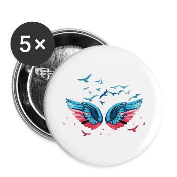 angel wings,wings,angelwings,flocks of birds,birds - Buttons small 1''/25 mm (5-pack) - white - Front