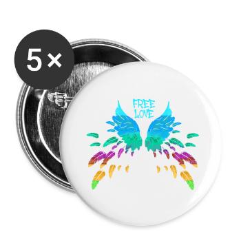 colorful wings,angel wings,angelwings,free love - Buttons small 1''/25 mm (5-pack) - white - Front