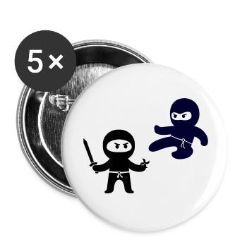 Ninjas - Lot de 5 petits badges (25 mm) - blanc - Devant