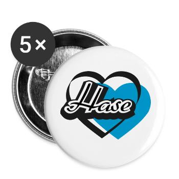 Kosename Hase Herz - Buttons klein 25 mm (5er Pack) - Weiß - Vorne