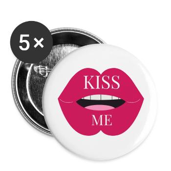 I love clothes /Kiss me - Buttons klein 25 mm (5er Pack) - Weiß - Vorne