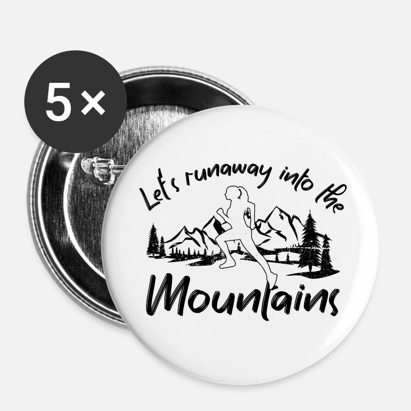 fuyons dans les montagnes - Lot de 5 petits badges (25 mm) - blanc