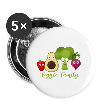 veggie family,veggie,vegetables,avocado,broccoli - Buttons small 1''/25 mm (5-pack) - white - Front
