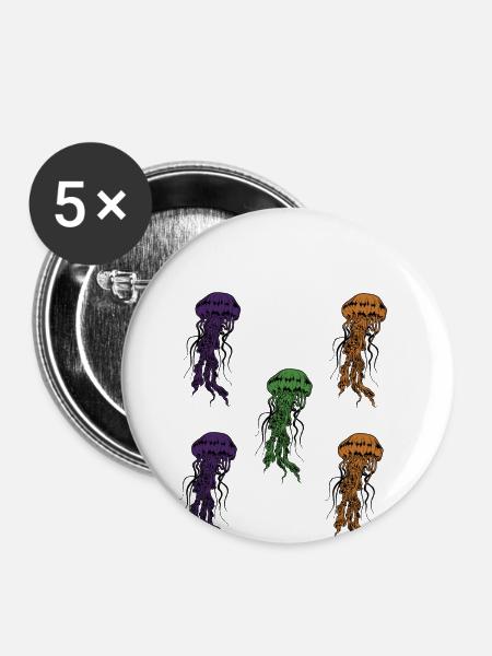 Quallen Shirt - Buttons klein 25 mm (5er Pack) - Weiß