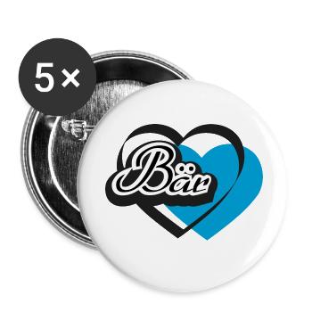 Kosename Bär Herz - Buttons klein 25 mm (5er Pack) - Weiß - Vorne