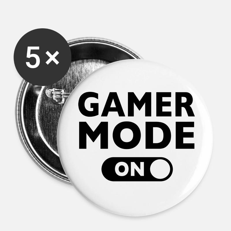 GAMER MODE ON! Gift - Buttons small 1''/25 mm (5-pack) - white