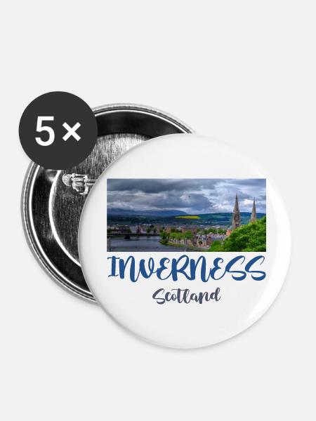 Inverness - Buttons klein 25 mm (5er Pack) - Weiß