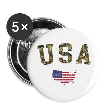 USA Map Military Pattern Flag - Buttons small 1''/25 mm (5-pack) - white - Front