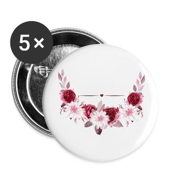 Couronne de fleurs personnalisée - Lot de 5 petits badges (25 mm) - blanc - Devant
