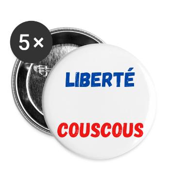 Liberté égalité couscous - Lot de 5 petits badges (25 mm) - blanc - Devant