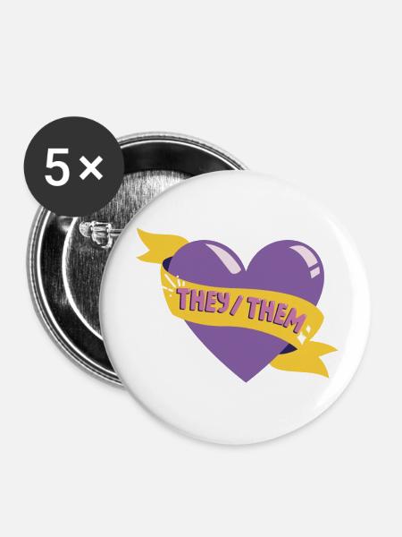 Sie sprechen sie aus - Buttons klein 25 mm (5er Pack) - Weiß