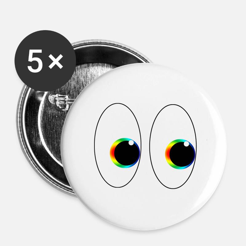 Eyes look to the right - Buttons small 1''/25 mm (5-pack) - white