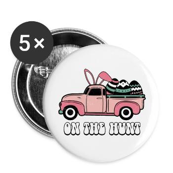 Joyeux Lapin de Pâques Oeuf de Pâques Fête de Pâques Pâques - Lot de 5 petits badges (25 mm) - blanc - Devant