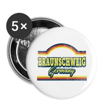 Braunschweig Germany City Font Vintage - Buttons small 1''/25 mm (5-pack) - white - Front