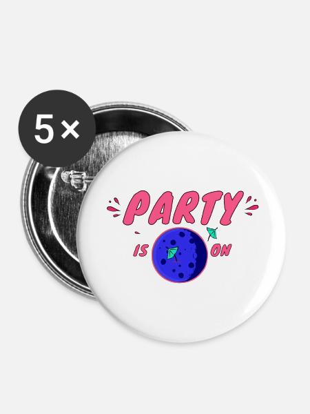 Partystandort - Buttons klein 25 mm (5er Pack) - Weiß