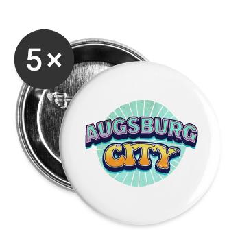 Augsbourg, Allemagne, Ville, Police, Pop Art, Bande dessinée - Lot de 5 petits badges (25 mm) - blanc - Devant