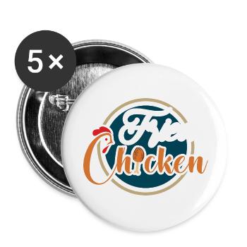 Fried Chicken Fried Fat Chicken - Buttons small 1''/25 mm (5-pack) - white - Front