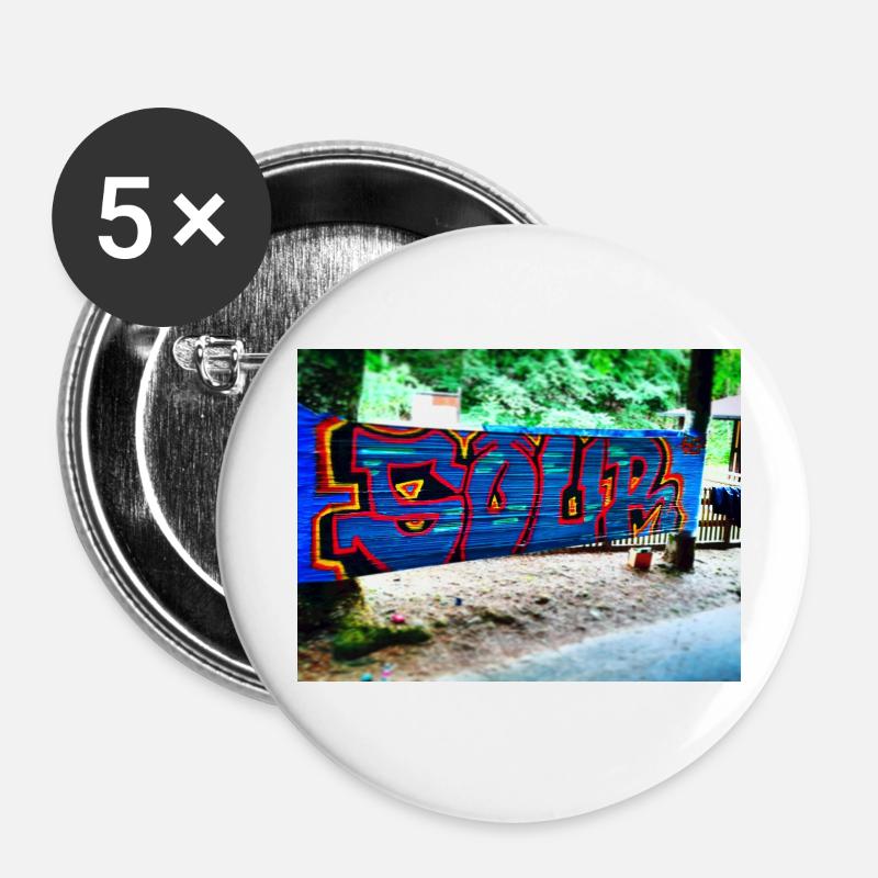 Foliengraffiti - Buttons klein 25 mm (5er Pack) - Weiß
