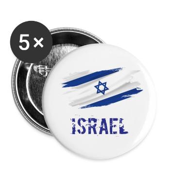 Flagge Patriot Geschenk Heimat Land Fahne Israel - Buttons klein 25 mm (5er Pack) - Weiß - Vorne