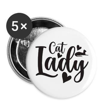 Cat Lady - Buttons klein 25 mm (5er Pack) - Weiß - Vorne