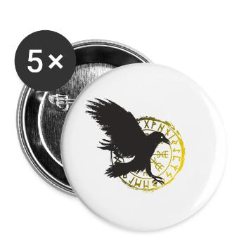 Corbeau - Lot de 5 petits badges (25 mm) - blanc - Devant
