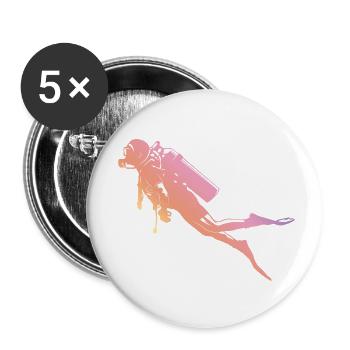 Silhouette de plongée - Lot de 5 petits badges (25 mm) - blanc - Devant