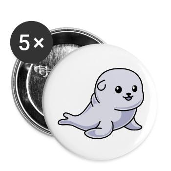 Seal Animal Comic - Buttons small 1''/25 mm (5-pack) - white - Front