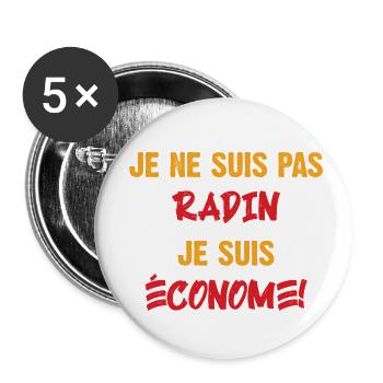 Radin ou économe - Lot de 5 petits badges (25 mm) - blanc - Devant