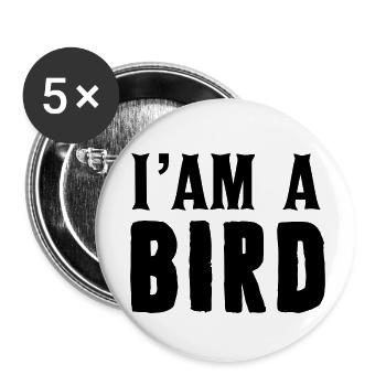 I am a bird oiseau - Lot de 5 petits badges (25 mm) - blanc - Devant