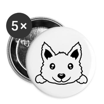 Petit design de chien mignon - Lot de 5 petits badges (25 mm) - blanc - Devant