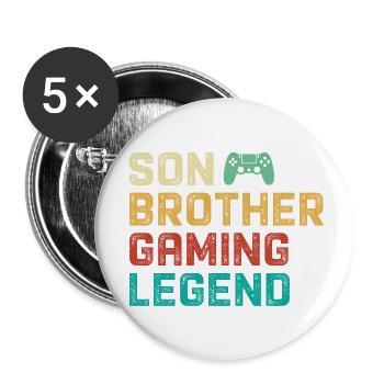 3 Fils frère légende du jeu - Lot de 5 petits badges (25 mm) - blanc - Devant