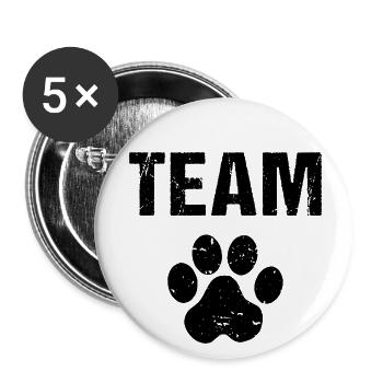Team Dog Hunde Team Pfote - Buttons klein 25 mm (5er Pack) - Weiß - Vorne
