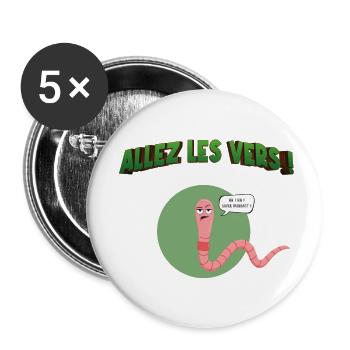 Allez les vers ! - Lot de 5 petits badges (25 mm) - blanc - Devant