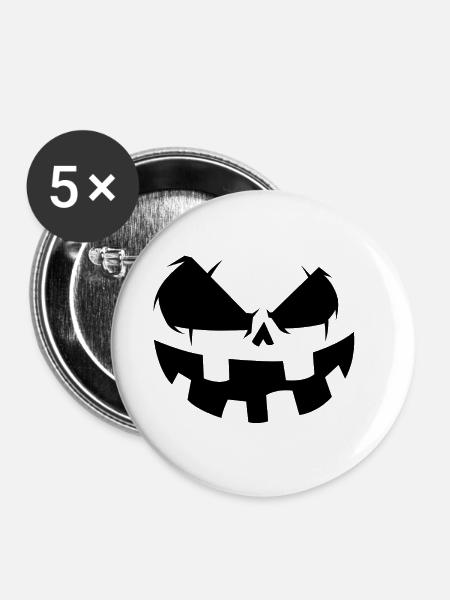Kürbisgesicht - Buttons klein 25 mm (5er Pack) - Weiß