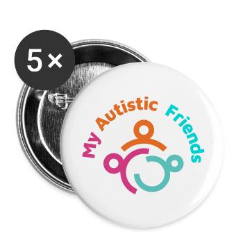 Meine autistischen Freunde - Buttons klein 25 mm (5er Pack) - Weiß - Vorne