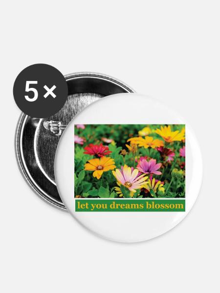 Flowers - Buttons klein 25 mm (5er Pack) - Weiß