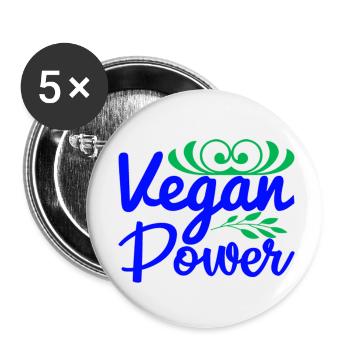 Vegan Power - Buttons small 1''/25 mm (5-pack) - white - Front