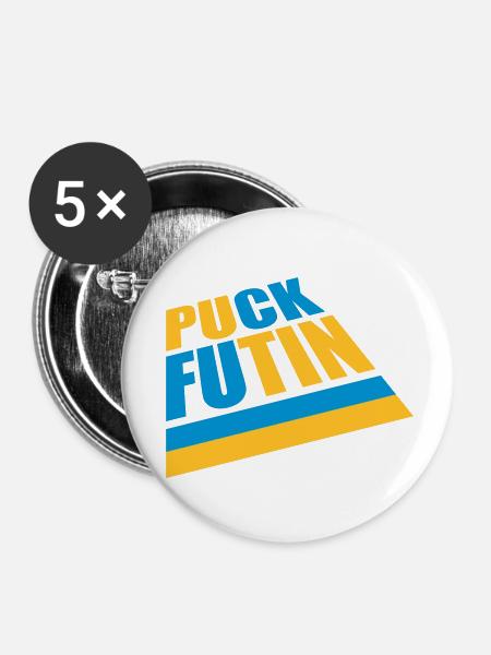 puck futin Logo Design - Buttons klein 25 mm (5er Pack) - Weiß